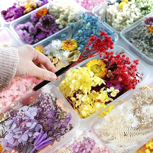 Dried Flowers for Resin Jewelry Molds with Tweezers, Real Pressed Dry Flower Leaves Mixed Multiple Colorful, for DIY Crafts Nail Art Candle Soap Making Phone Case Jewelry Pendant Floral Decors - WoodArtSupply