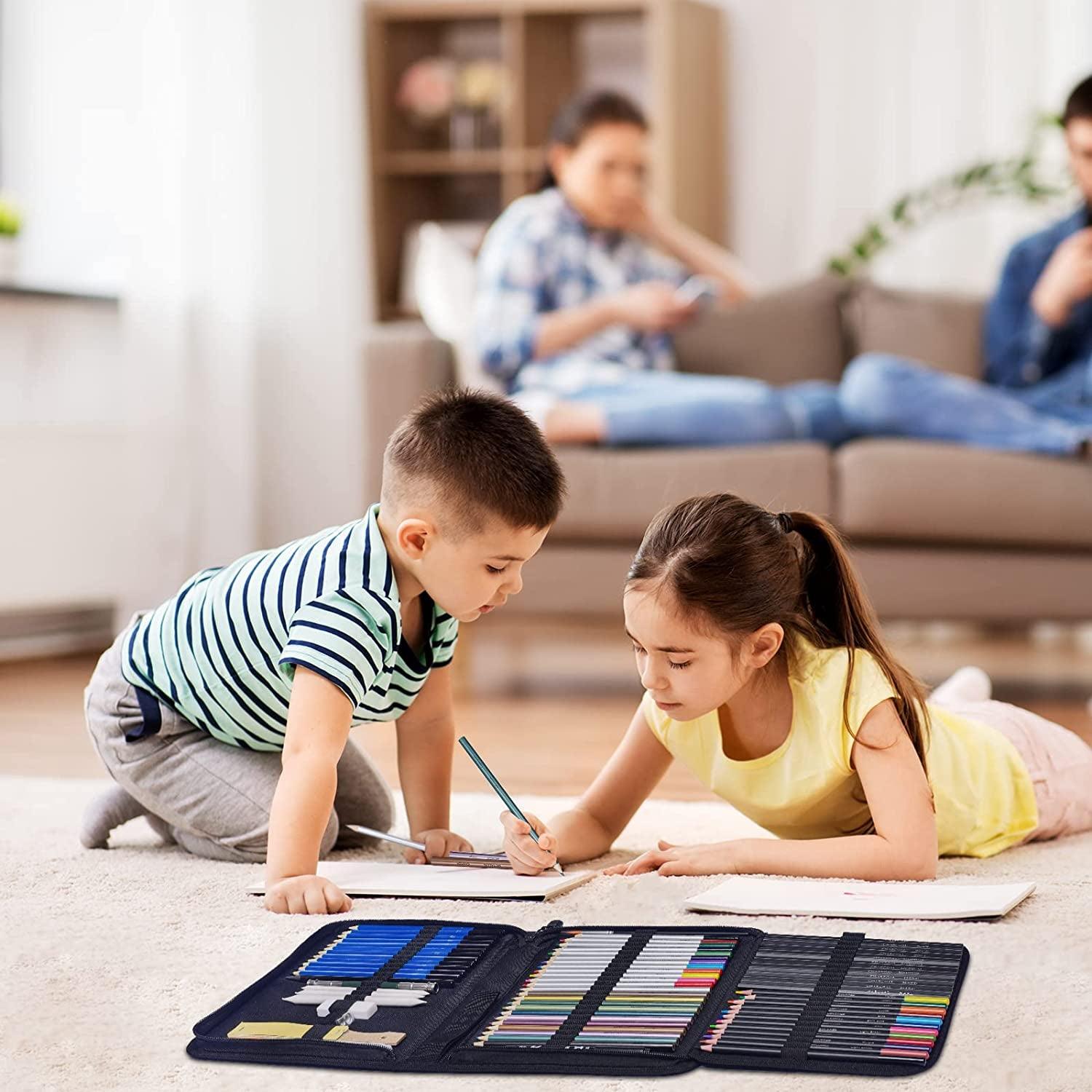 73 Drawing Set Sketching Kit,Pro Art Sketch Supplies with Sketchbook,Tutorial,Graphite,Colored WoodArtSupply