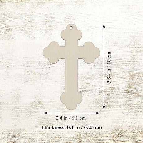 20Pcs Cross Wood DIY Crafts Cutouts Wooden Cross Shaped Hanging Ornaments with Hole Hemp Ropes Gift Tags for Easter Birthday Party Decorations WoodArtSupply
