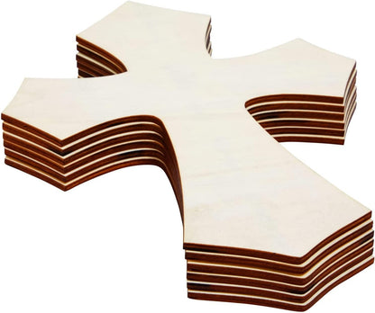 Unfinished Wood Cutout - 6-Pack Cross Shaped Wood Pieces for Wooden Craft DIY Projects, Sunday School, Church, Home Decoration, 11.8 X 8.8 X 0.188 Inches - WoodArtSupply