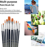 Paint Brush Set, 10 Pcs round Pointed Tip, Small Nylon Hair Brushes for Acrylic, Watercolor WoodArtSupply