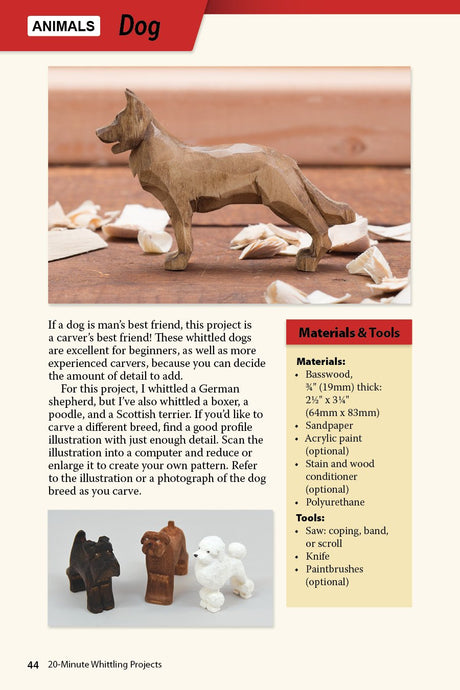 20-Minute Whittling Projects: Fun Things to Carve from Wood (Fox Chapel Publishing) Step-By-Step Instructions & Photos to Whittle Expressive Figures; WoodArtSupply