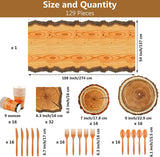 129 Pieces Hunting Birthday Party Supply Camping Party Plate Tablecloth Cup Napkins Wood Slice WoodArtSupply