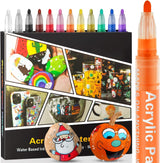 Acrylic Paint Pens Markers -12 Color Waterproof Paint Pens for Rock Painting,Graffiti WoodArtSupply