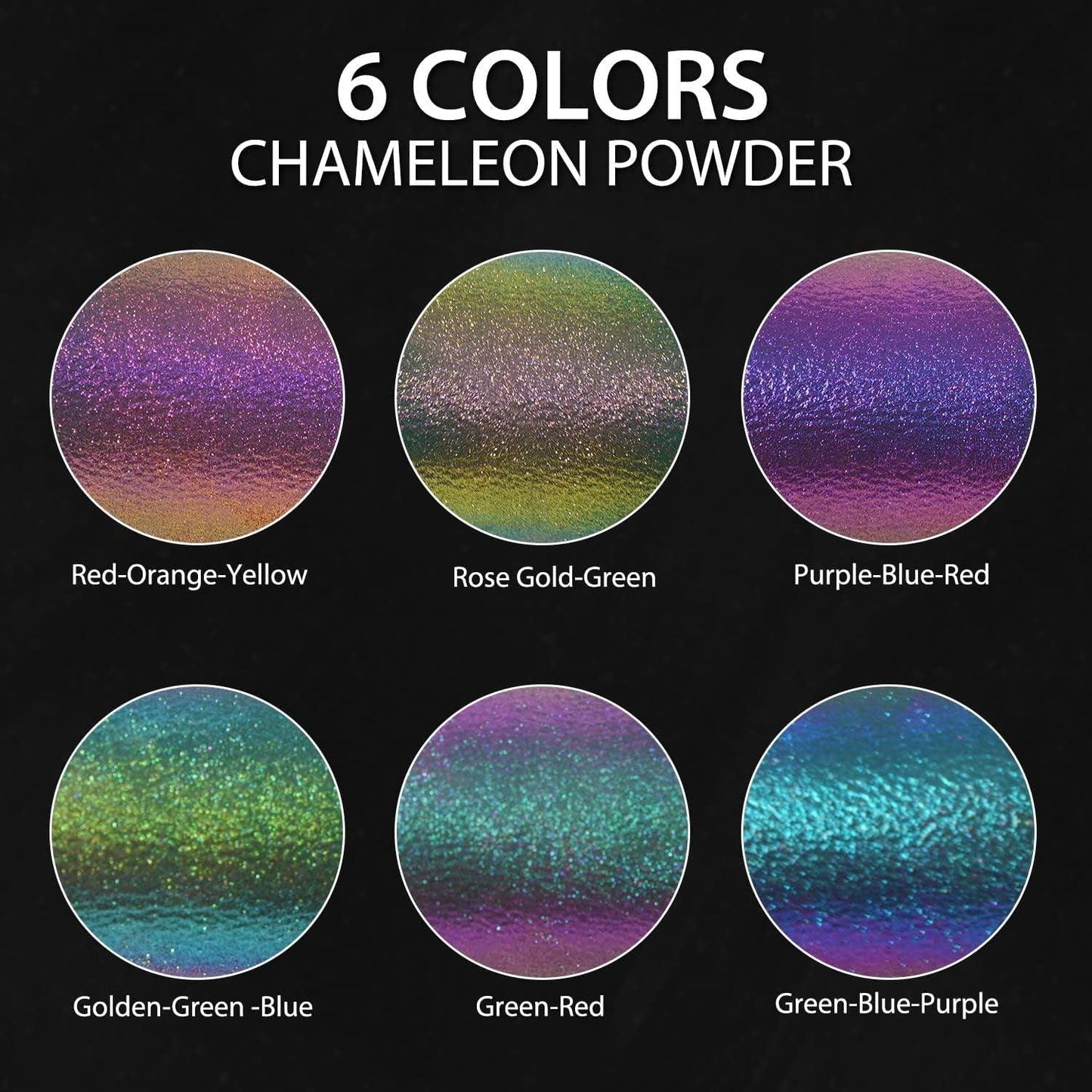Chameleon Mica Powder for Epoxy Resin - 6 Colors Shimmery Chameleon Pigment Powder - Easy to Mix & Natural Color Shift Mica Powder for Nail Art, Soap Making, Painting, Slime (0.17Oz/Color) - WoodArtSupply