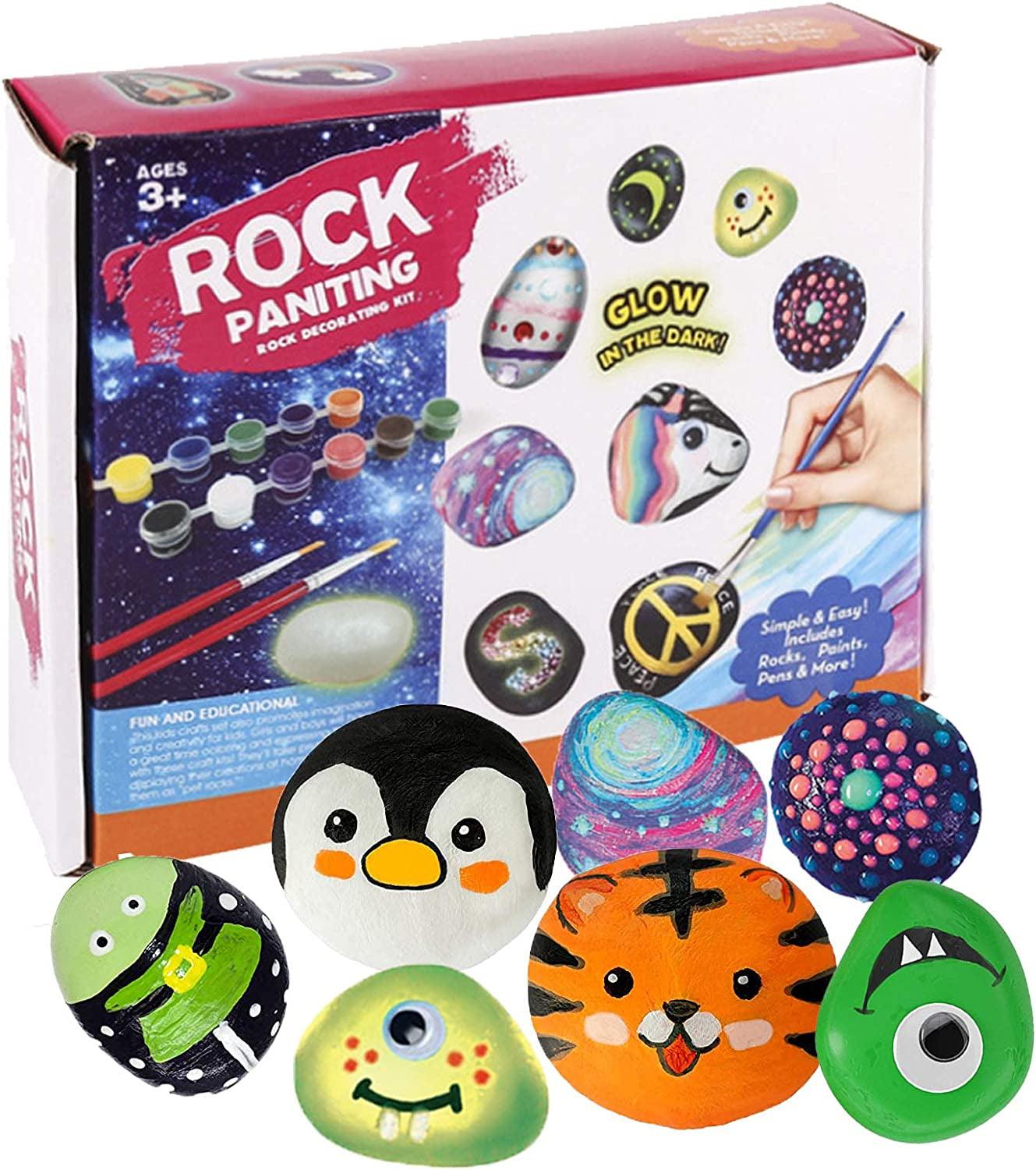 Rock Painting Kit for Kids Adult, DIY Arts and Crafts Supplies Kits for 16 Paint Rocks - WoodArtSupply