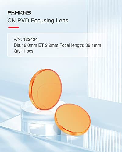 FAHKNS PVD ZnSe CO2 Laser Lens Dia:18mm/0.71" FL38.1mm/1.5" T2.2mm Focus Lens for CO2 Laser Engraving Cutting Engraver/Cutter 50w-100w FAHKNS