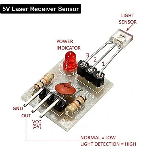 Geekstory 5V Laser Receiver Sensor Detection Module Non-Modulator Tube for Arduino Geekstory(Pack of 5) - WoodArtSupply