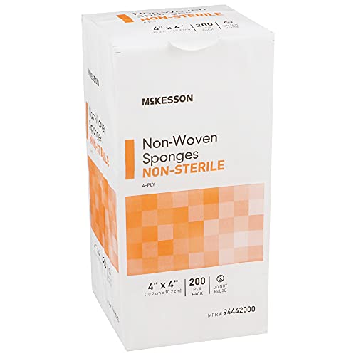 McKesson Non-Woven Sponges, Non-Sterile, 4-Ply, Polyester/Rayon, 4 in x 4 in, 200 Per Pack, 1 Pack McKesson