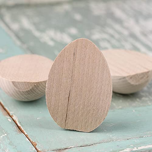 Pack of 12 Smooth Solid White Birch Unfinished Wood Split Eggs by Factory Direct Craft - Wooden Half Eggs for Easter Holiday and Everyday Crafts, Factory Direct Craft