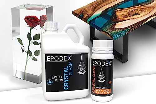 EPODEX® Deep Pour & Casting Epoxy Resin Kit Crystal-Clear & Colored, Solvent-& Bubble-Free, UV-Stabilized, Low Odor, Up To 12 Inch, River Table, Deep - WoodArtSupply