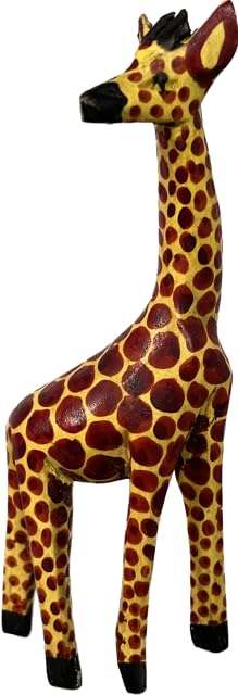 Shophaven 8" African Giraffe Wood Statue, Giraffe Wooden Art, Hand Carved Wood Decor, Giraffe Sculpture, Handmade African Art, Africa Wood Carvings,