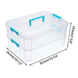 BTSKY 2 Layer Stack & Carry Box, Plastic Multipurpose Portable Storage Container Box Handled Organizer Storage Box for Organizing Stationery, Sewing, BTSKY
