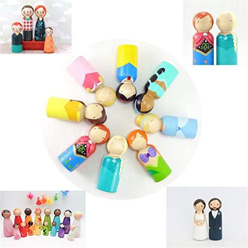 Kisangel 20pcs DIY Peg Doll Angel Wood Bodies Unfinished Wooden Peg People for Crafting People Shapes for Arts and Crafts 65mm