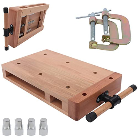 OCASAMI Portable Workbench Hard Woodworking Vise Desktop Work Table Work Bench with G-Type Fixing Clips and Limit Blocks, for Home, Woodworking OCASAMI