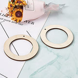 Pandahall 40pcs Unfinished Flat Round Wood Pendants 80mm Wooden Link Ring Charms Christmas Ornaments with 3mm Hole for Home Party Decoration Jewelry PH PandaHall