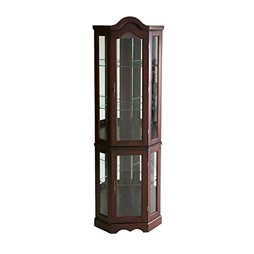 Home Decorators Collection Vitric Lighted Curio, 70" Hx21 Wx16 D, Mahogany - WoodArtSupply