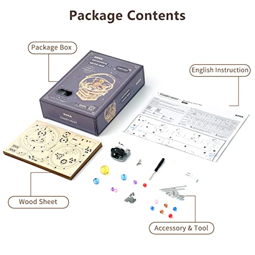 ROKR Classic Edition Orrery Music Box 3D Puzzle Wooden Model Kit for DIY Solar System Craft ROKR