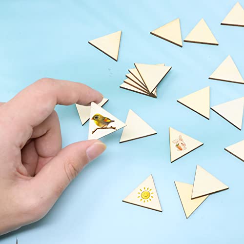 yueton 100PCS 30mm/1.2inch Triangle Unfinished Blank Wood Pieces Wood Slices Wood Chips Embellishments for DIY Crafts, Home Decoration, Board Games, yueton