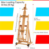 MEEDEN Versatile Studio H-Frame Easel - All Media Adjustable Beech Wood Studio Easel, Painting Floor Easel Stand, Movable and Tilting Flat Available, MEEDEN