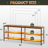 WLIVE TV Stand for 65 70 inch TV with LED Lights, Gaming Entertainment Center with Storage, Industrial TV Console for Living Room, Long 63" LED TV WLIVE