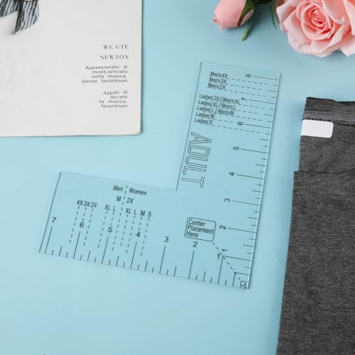 Tshirt Ruler Guide for Vinyl Alignment, Clear T Shirt Rulers to Center Designs Acrylic Tshirt Alignment Tool Craft Sewing for Heat Press HTV Heat - WoodArtSupply