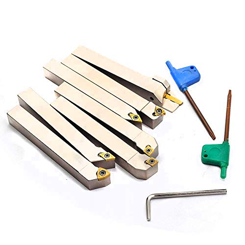 OSCARBIDE Nickel Plated 1/2"Shank Indexable Lathe Turning Holder 7 Pieces/Set,Heavy-Duty CNC Metal Lathe Cutting Tools for Turning Grooving Threading OSCARBIDE