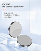 3PCS FAHKNS Molybdenum Reflective Lens Dia:25mm/0.98" T3mm Mo Mirror Laser Lens for CO2 Laser Engraving Cutting Engraver/Cutter 40W-200W FAHKNS