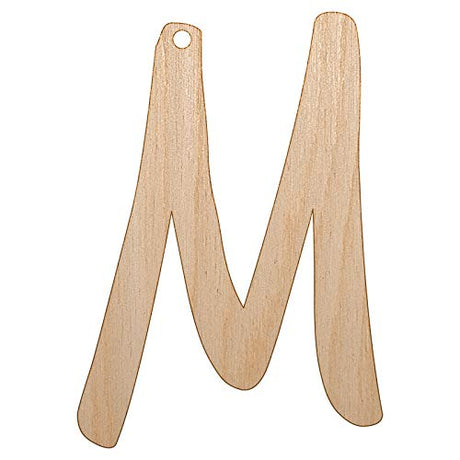 Letter M Uppercase Felt Marker Font Unfinished Craft Wood Holiday Christmas Tree DIY Pre-Drilled Ornament Sniggle Sloth