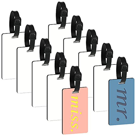 Sublimation Blank Luggage Tags White Blank Travel Bag Baggage Tags with Strap Double Sided MDF Suitcase Label Tag with Slots for Christmas Gift (10 Frienda