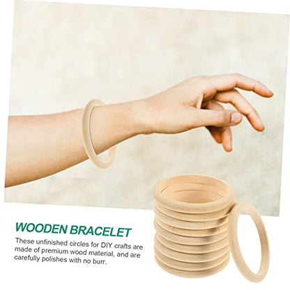 VILLCASE 20 pcs Wooden Bracelet Arts and Crafts Bangles for Crafts Wooden Bangle Bracelets Natural Wood Bracelets Crafts DIY Accessory Unfinished