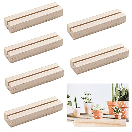 OLYCRAFT 20pcs Wood Place Card Holders 3.5mm Slot Wood Sign Holders Table Number Stand Table Number Holders for Wedding Party Events Decoration - WoodArtSupply