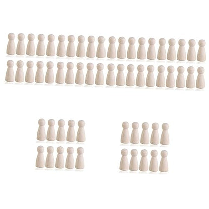 Toyvian 60 Pcs Wood Peg Dolls DIY Wood Peg Doll Unfinished Peg People Unfinished Wood Peg Doll Bodies Little Peg People Wood Doll Toys for Kids Cake