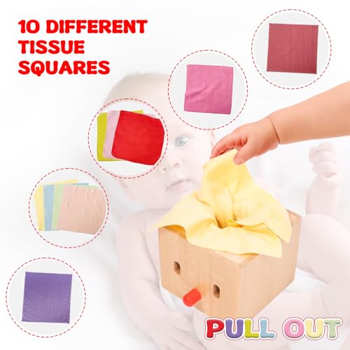 Adena Montessori Baby Full Wood Tissue Box Infant Toys for 6-12 Months Baby Adena Montessori