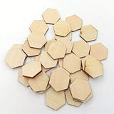 50 Pieces Small Hexagonal Shape Unfinished Wood DIY Crafts Wooden Cutouts Wood Discs Slices for Home DIY Projects Craft Decor, 1.57 Inches/40mm Qingmao
