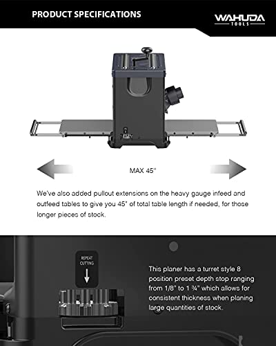 Wahuda Tools 13" Spiral Cutterhead Planer with 4-sided carbide Tips (Two Speed-New) WAHUDA TOOLS