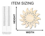Unfinished Wood Radiant Sun Silhouette | Summer | Celestial | Craft Cutout | up to 36" 10" / 1/4" 24 Hour Crafts