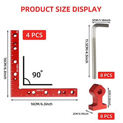 Clamping Squares for Woodworking, 6.3" x 6.3" 90 Degree Positioning Squares Right Angle Corner Clamps for Woodworking, 16 x 16cm Aluminum Alloy - WoodArtSupply