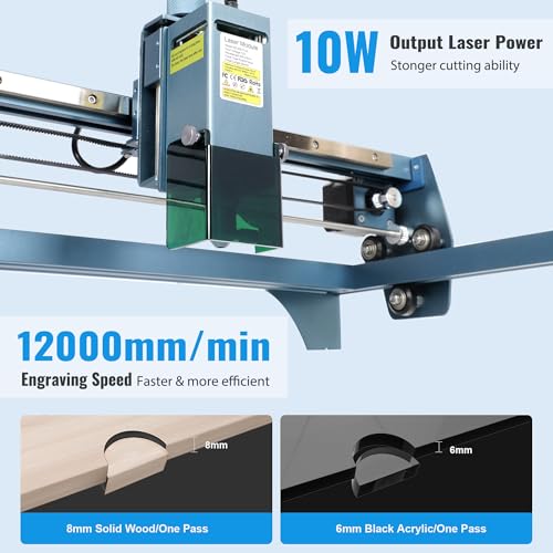 Rengue Laser Engraver, 10W Output Cutter Machine, 72W Laser Cutter Machine, Laser Engraving Machine for Metal, Wood, Paper, Acrylic, Glass, Leather - WoodArtSupply