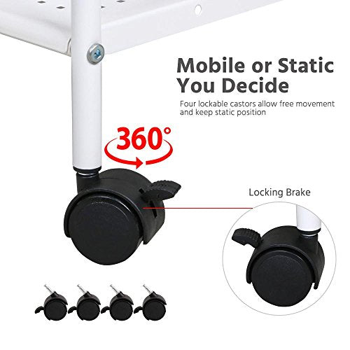 Yaheetech 3 Tier Durable Metal Multi-Purpose Rolling Utility Cart, Rolling Esthetician Cart Storage Craft Cart Kitchen Cart with Handle and Locking Yaheetech