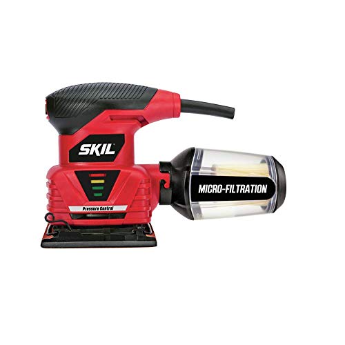 SKIL 7292-02 2.0 Amp 1/4 Sheet Palm Sander with Pressure Control , Red Skil