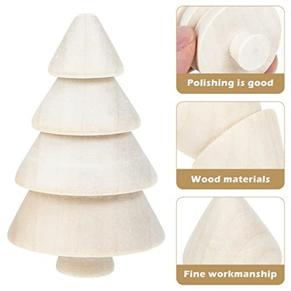 NOLITOY 9Pcs Unfinished Wooden Peg Dolls Blank Wood Christmas Trees for Xmas Decor DIY Crafts Graffiti Drawing Toy