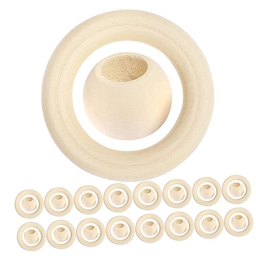 VILLCASE 1 Set Beaded Wood Ring Set Macrame Kits Macrame Making Tool Unfinished Smooth Wooden Ring Natural Wood Rings Small Wood Rings for Macrame VILLCASE