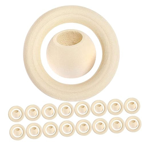 VILLCASE 1 Set Beaded Wood Ring Set Macrame Kits Macrame Making Tool Unfinished Smooth Wooden Ring Natural Wood Rings Small Wood Rings for Macrame VILLCASE