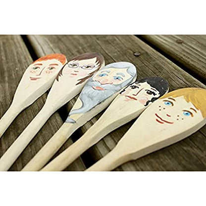 Kitchen Wooden Spoons Mixing Baking Serving Utensils Puppets 10 In - 12 Pack