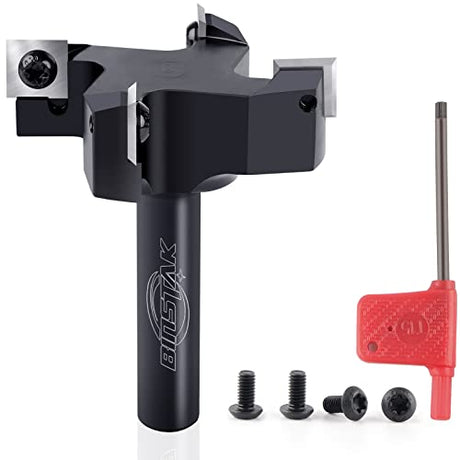 CNC Spoilboard Surfacing Router Bit, 1/2" Shank 2-1/2" Cutting Diameter, Carbide Insert Slab Flattening Router Bit Planing Bit Wood Planer Bit BINSTAK