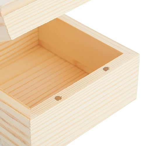 6 Pack Unfinished Wooden Boxes with Hinged Lids, Pinewood Magnetic Wood Box for Crafts, Jewelry Storage (3.5 x 3.5 x 2 In) Bright Creations