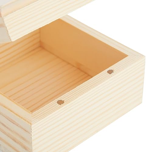 6 Pack Unfinished Wooden Boxes with Hinged Lids, Pinewood Magnetic Wood Box for Crafts, Jewelry Storage (3.5 x 3.5 x 2 In)