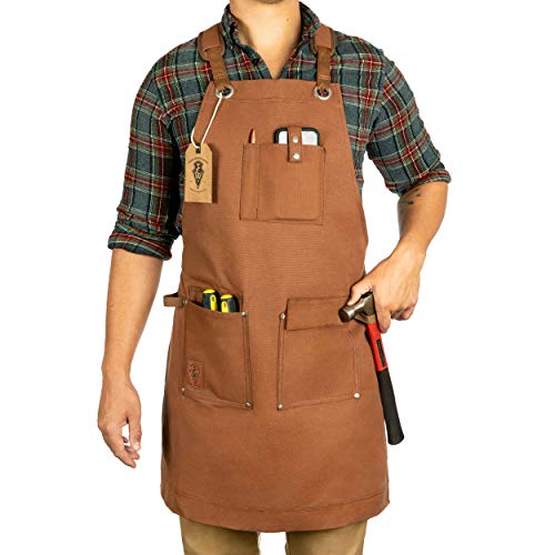 Texas Canvas Wares Waxed Canvas Heavy Duty Work Apron With Pockets - Deluxe Edition with Quick Release Buckle Adjustable up to XXL for Men and Women Texas Canvas Wares