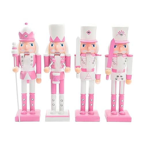Aosekaa 4 Pieces Wood Nutcracker Ornaments Christmas Decoration, Kids Toys, Decorative Unique Gifts, Doll Nutcracker Crafts Nutcracker Soldier Aosekaa